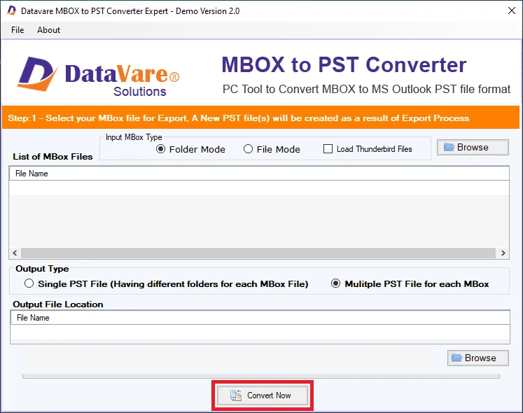 Datavare Mbox'tan PST Dönüştürücüsüne media 4